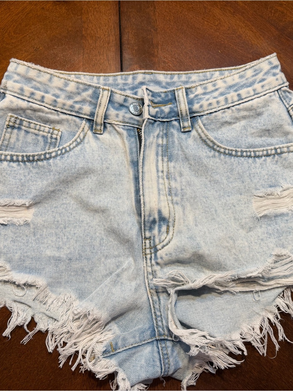 SHEIN Light Blue Distressed Denim Shorts